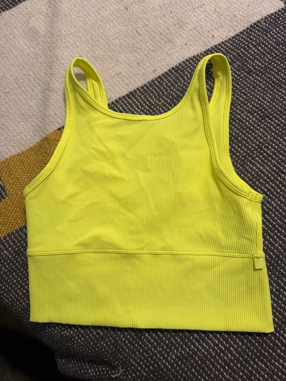 Lululemon neon yellow unlined athletic top/sports bra size 6 (small/medium)